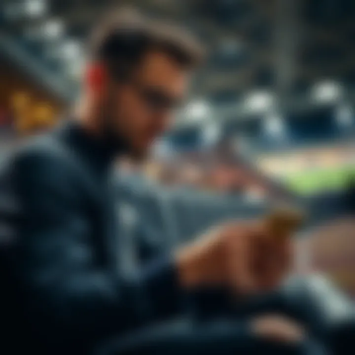 Player analyzing betting strategies on a mobile device