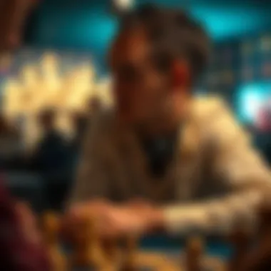 Focused player analyzing game moves