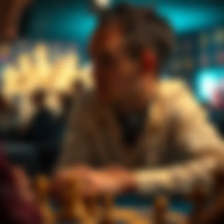 Focused player analyzing game moves