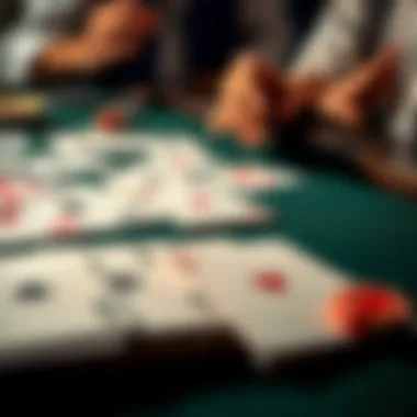 A close-up of playing cards laid out for a game