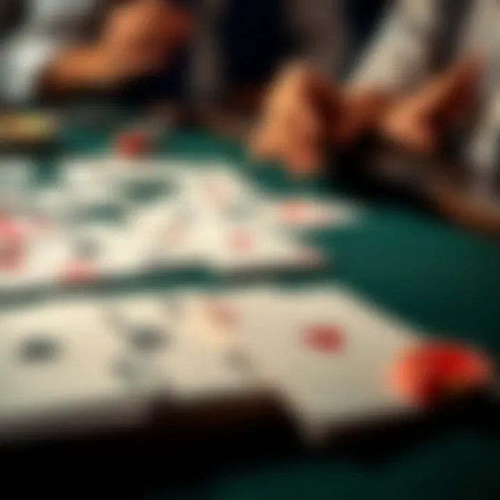 A close-up of playing cards laid out for a game