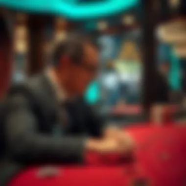 A focused player making a decision at a blackjack table