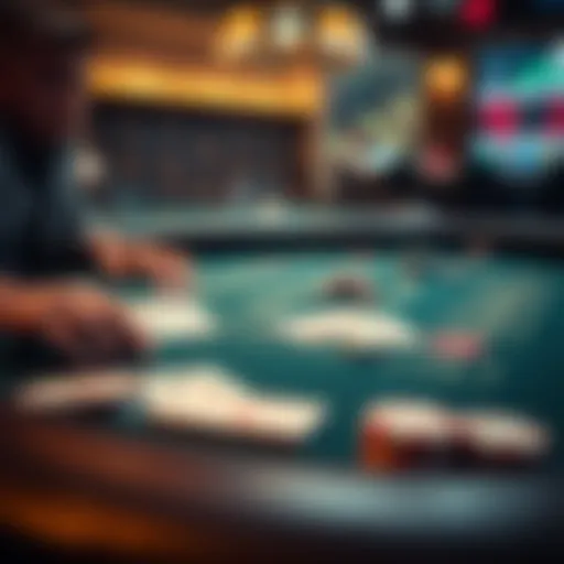 A strategic blackjack table with cards and chips