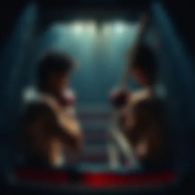 Aerial view of the boxing ring during a crucial moment