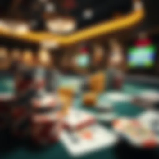 Casino table filled with colorful chips and cards