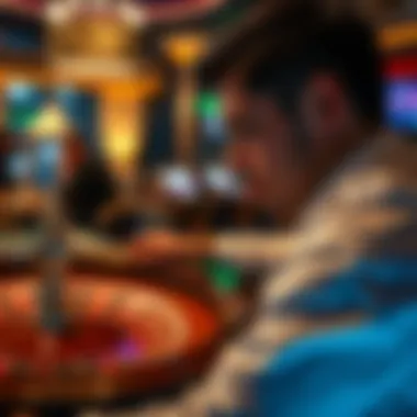 A player observing the roulette table with keen interest.