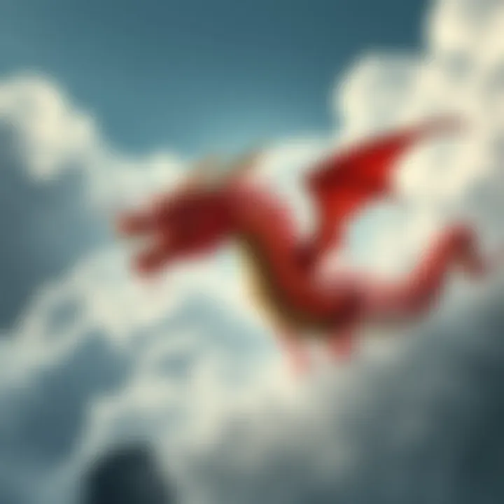 A majestic dragon soaring through the clouds