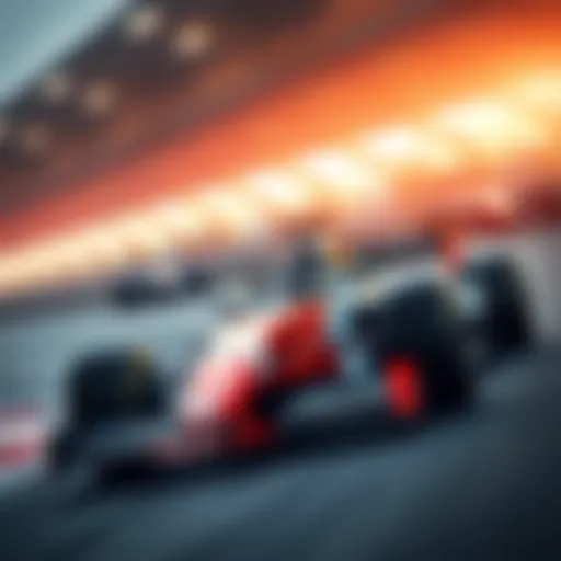 F1 race car speeding on the track