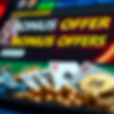 Close-up of bonus offers and promotions for online gambling