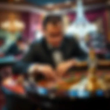 Engagement in Live Roulette A player engaged in a live roulette game, analyzing the table dynamics