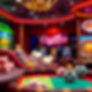 Illustration of popular casino games in a vibrant setting