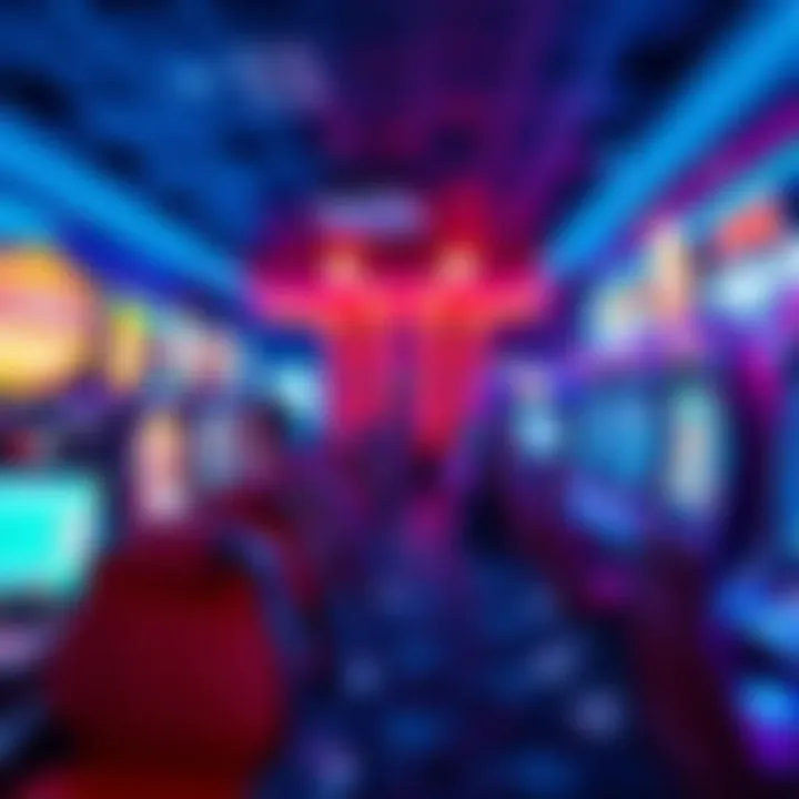 Exploring Virtual Casino Atmosphere A captivating view of a virtual casino environment showcasing various games.