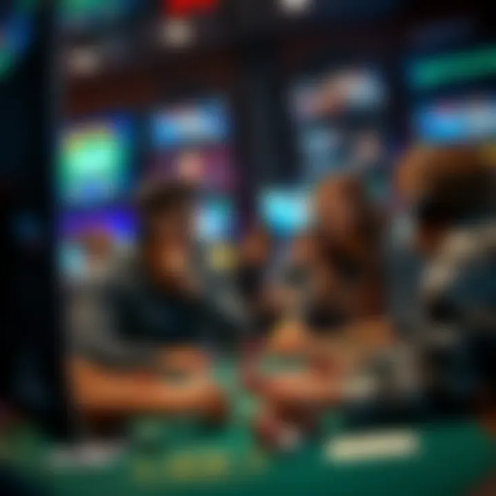 A vibrant depiction of an online poker community interacting.