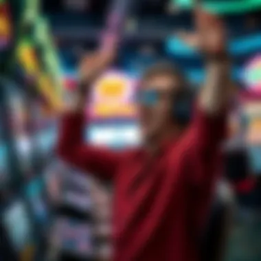 A player celebrating a win in an online slot game environment