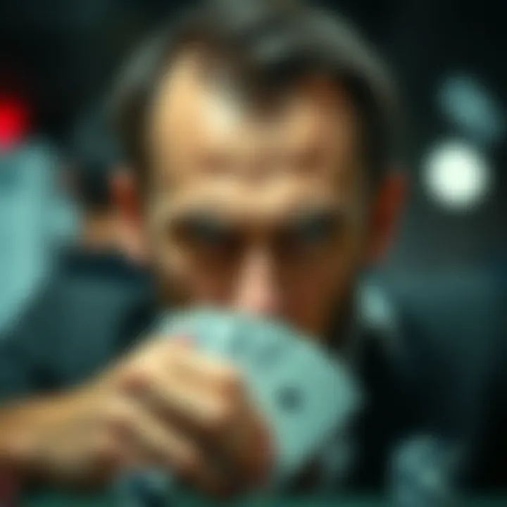 An intense poker face showcasing psychological tactics