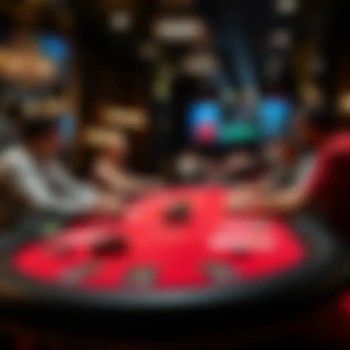 A strategic poker table setting with focused players