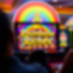 A vibrant depiction of the Rainbow Riches game interface showcasing colorful graphics.