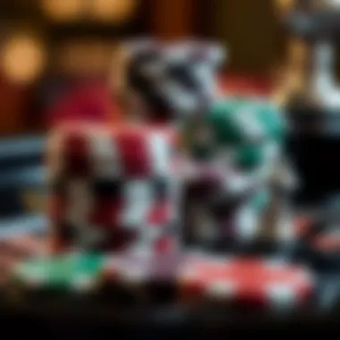 Close-up of roulette chips stacked