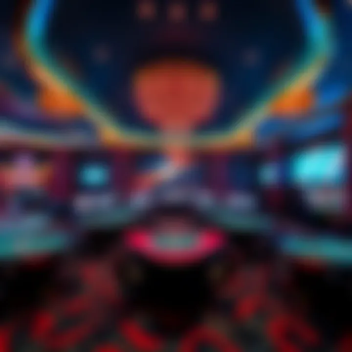 Inside a High-End Stake Casino A luxurious casino interior showcasing vibrant gaming tables