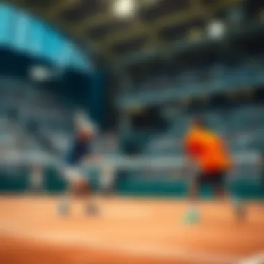 The Thrill of Live Tennis Betting A tennis court with players in action during a match